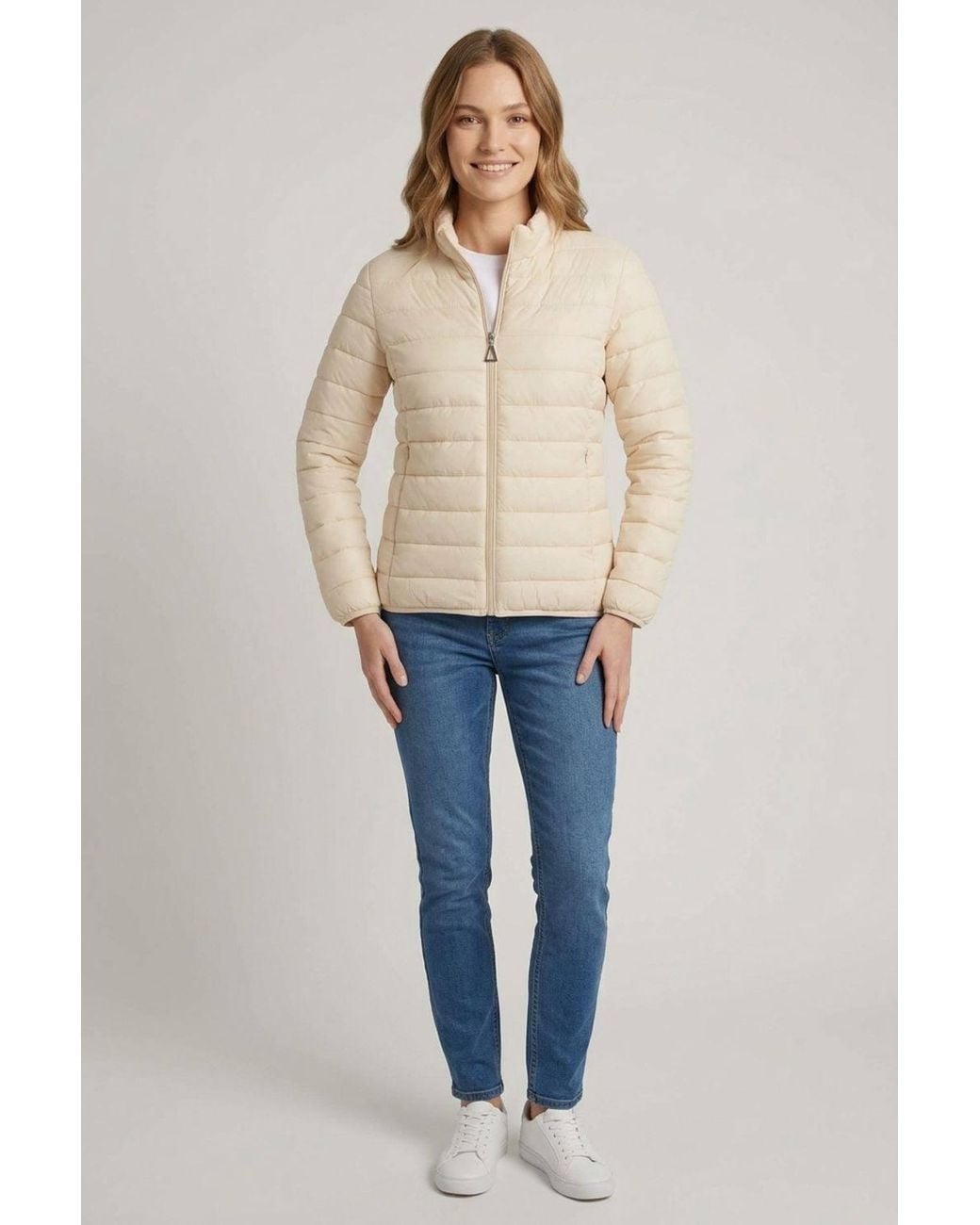 Izabel London Blue High Neck Zip-Up Padded Puffer Jacket