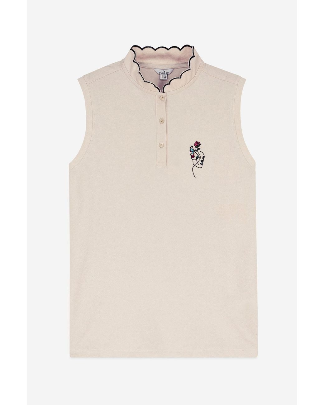 Enorsia Natural Regular Fit Sleeveless Pique Polo