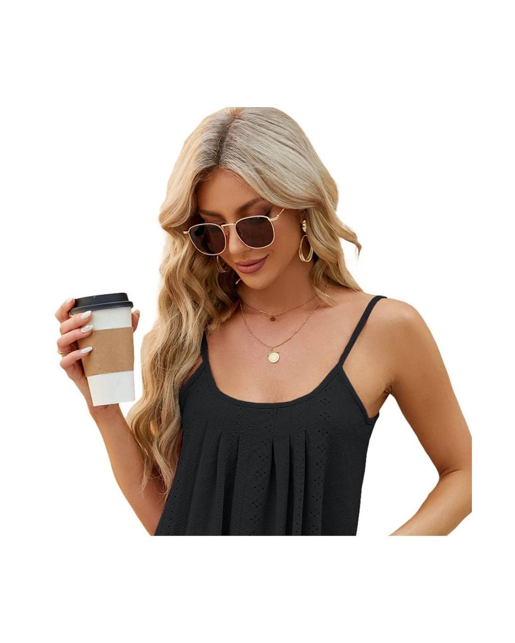 KDMD Red Spaghetti Strap Loose Fit Cami Vest Top
