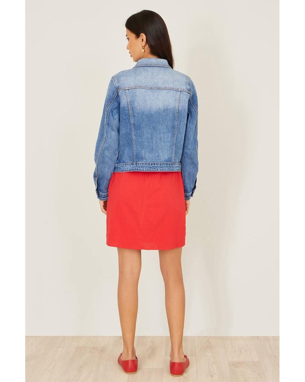 Yumi' Blue Stretch Washed Denim Jacket