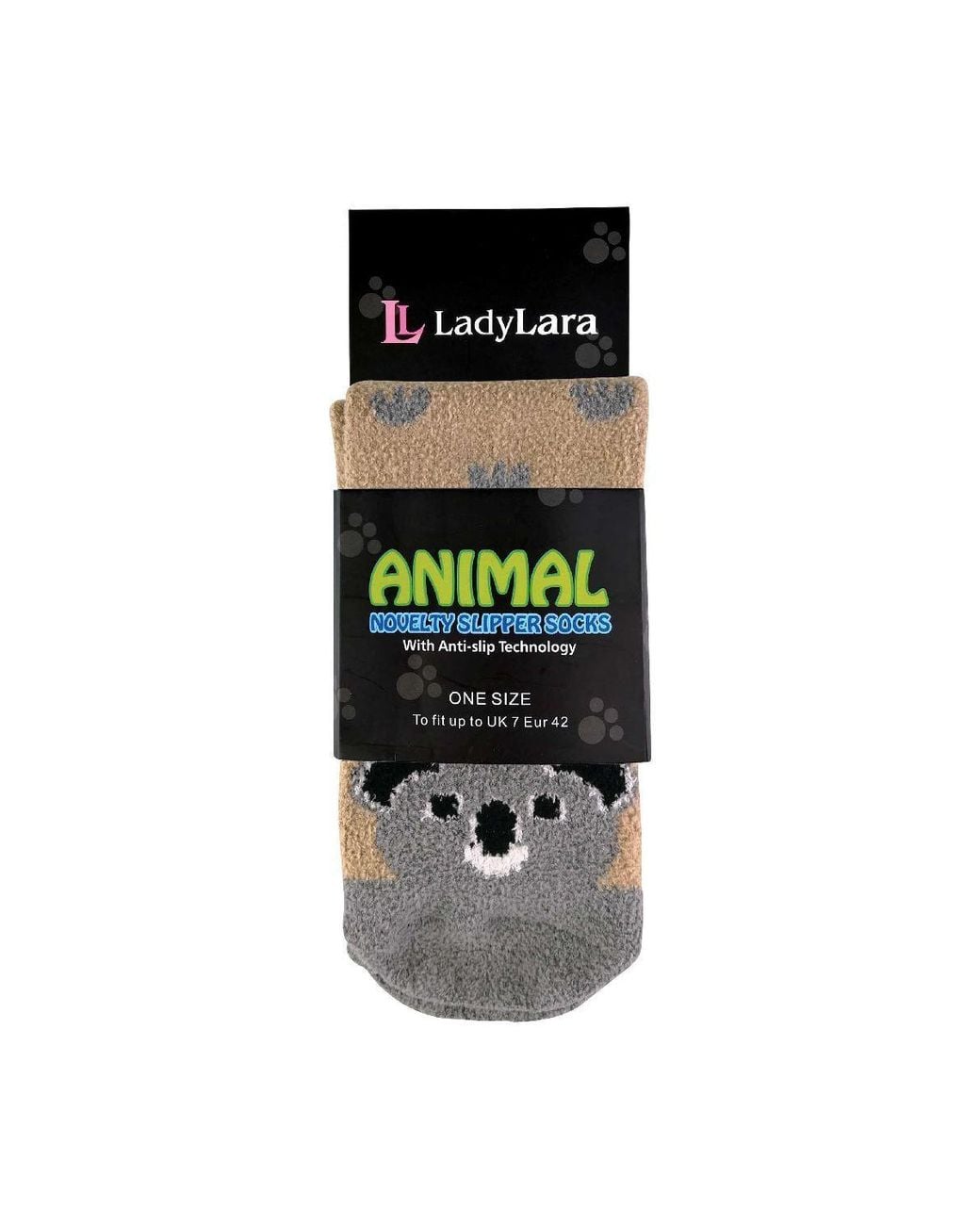 Sock Snob White 1 Pack Fluffy Animal Pattern Slipper Socks With Grips
