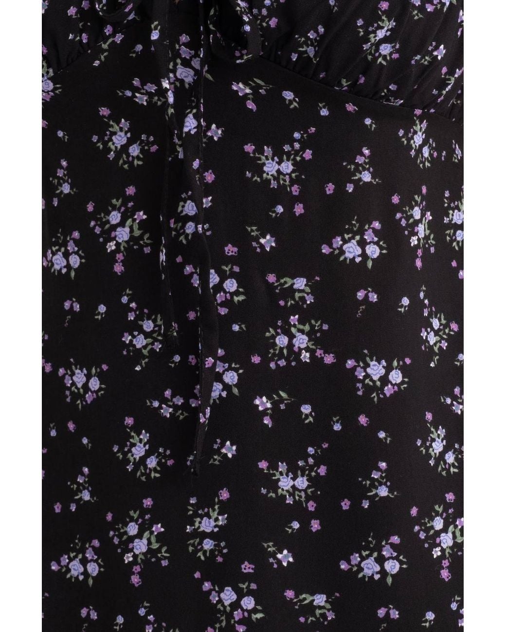 Hiccup Blue Floral Sweetheart Neck Mini Dress With A Balloon Sleeves