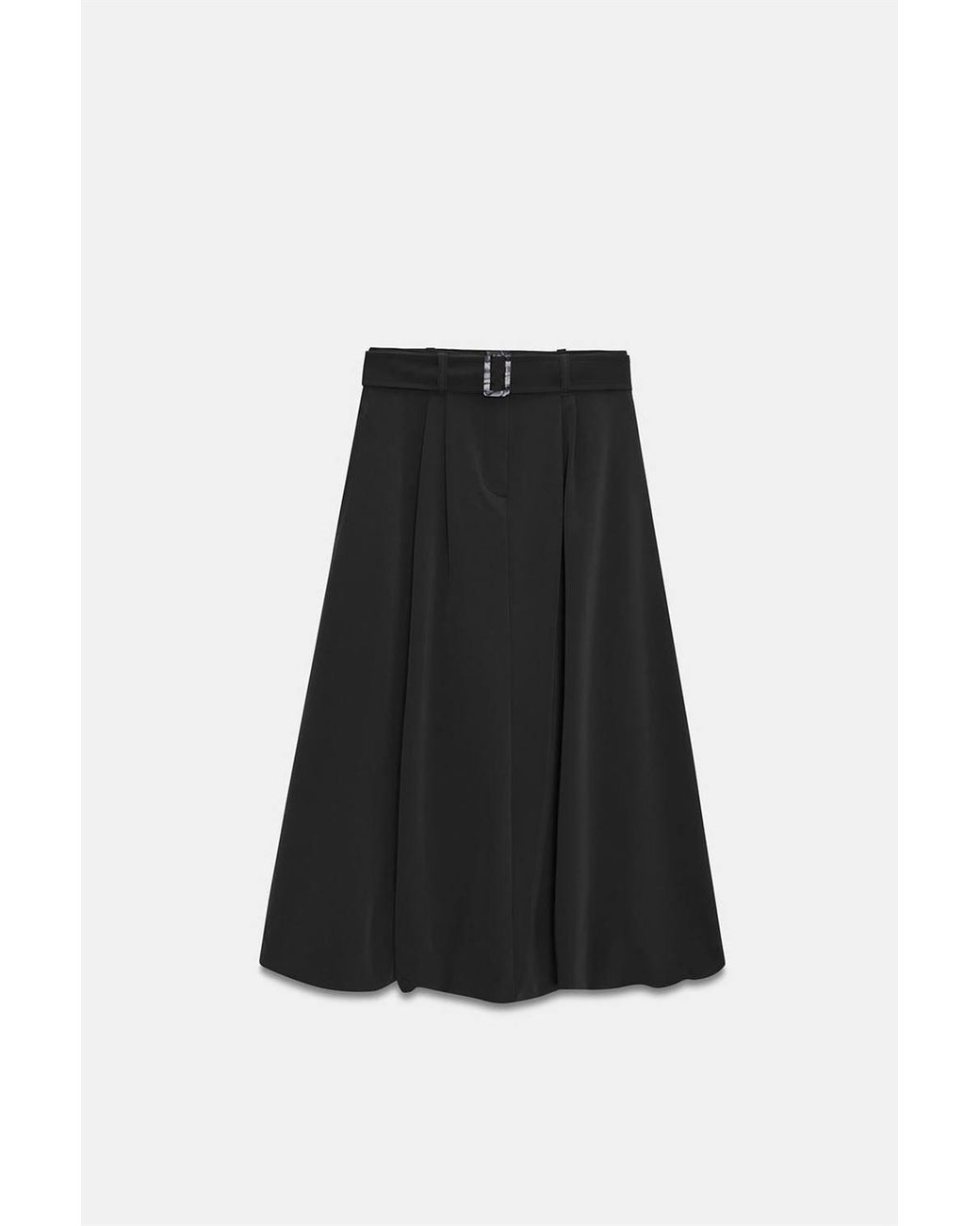Dilvin White High-Waist Belted Midi Balloon Skirt