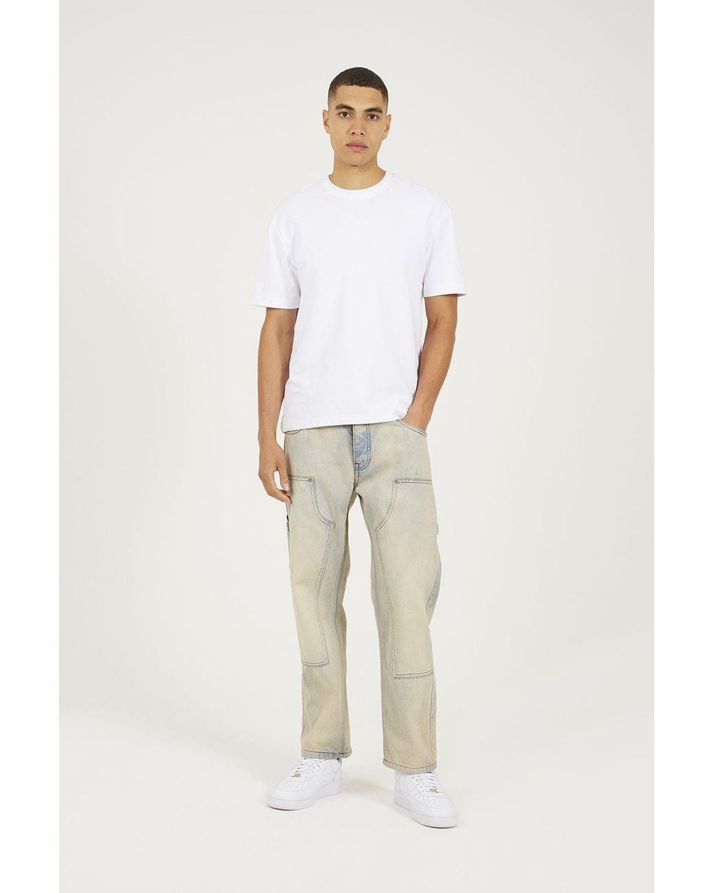 Brave Soul Natural Loose Fit Carpenter Style Denim Jeans for men