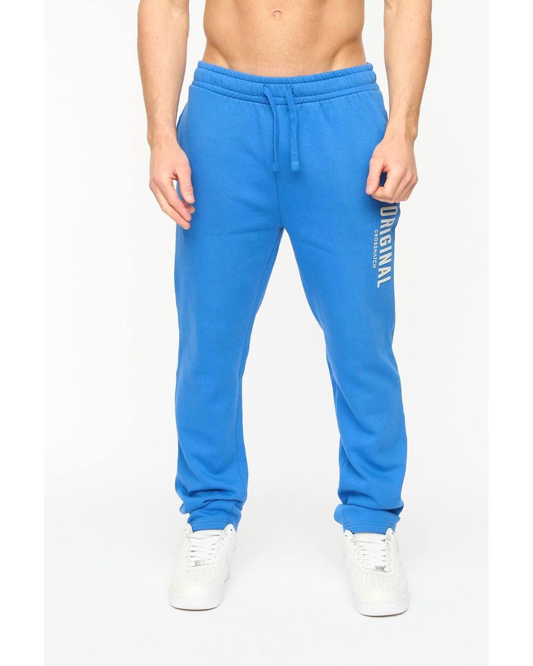 Crosshatch Blue Kensby Straight Leg Joggers With Puff Print Branding for men
