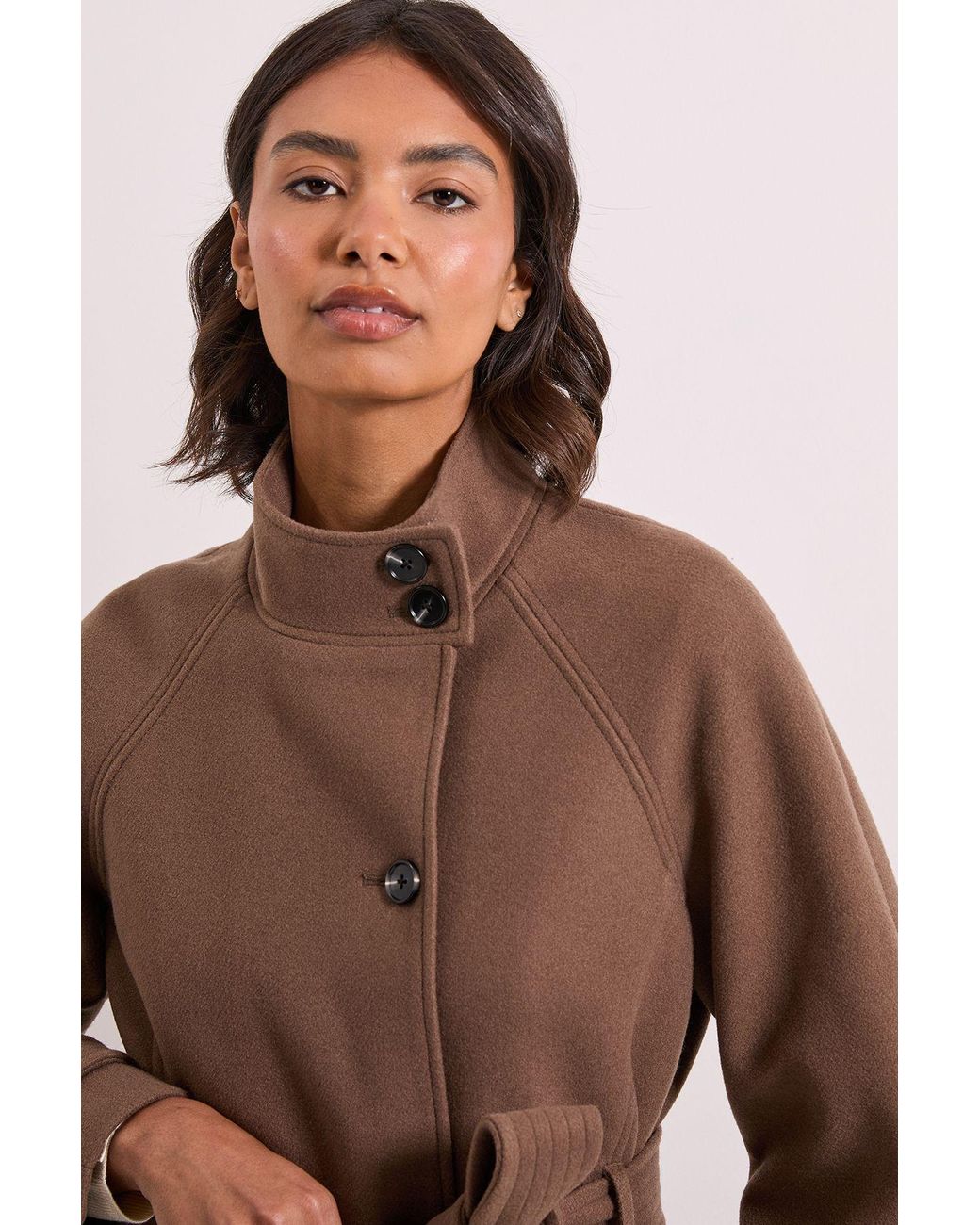 Dorothy Perkins Multicolor Classic Midi Funnel Neck Coat