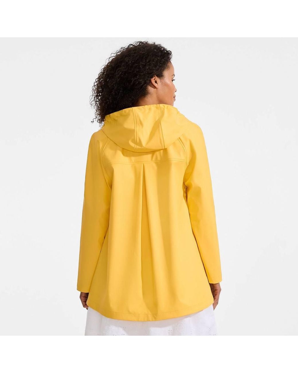 Lands' End Yellow Waterproof A-Line Squall Rain Jacket