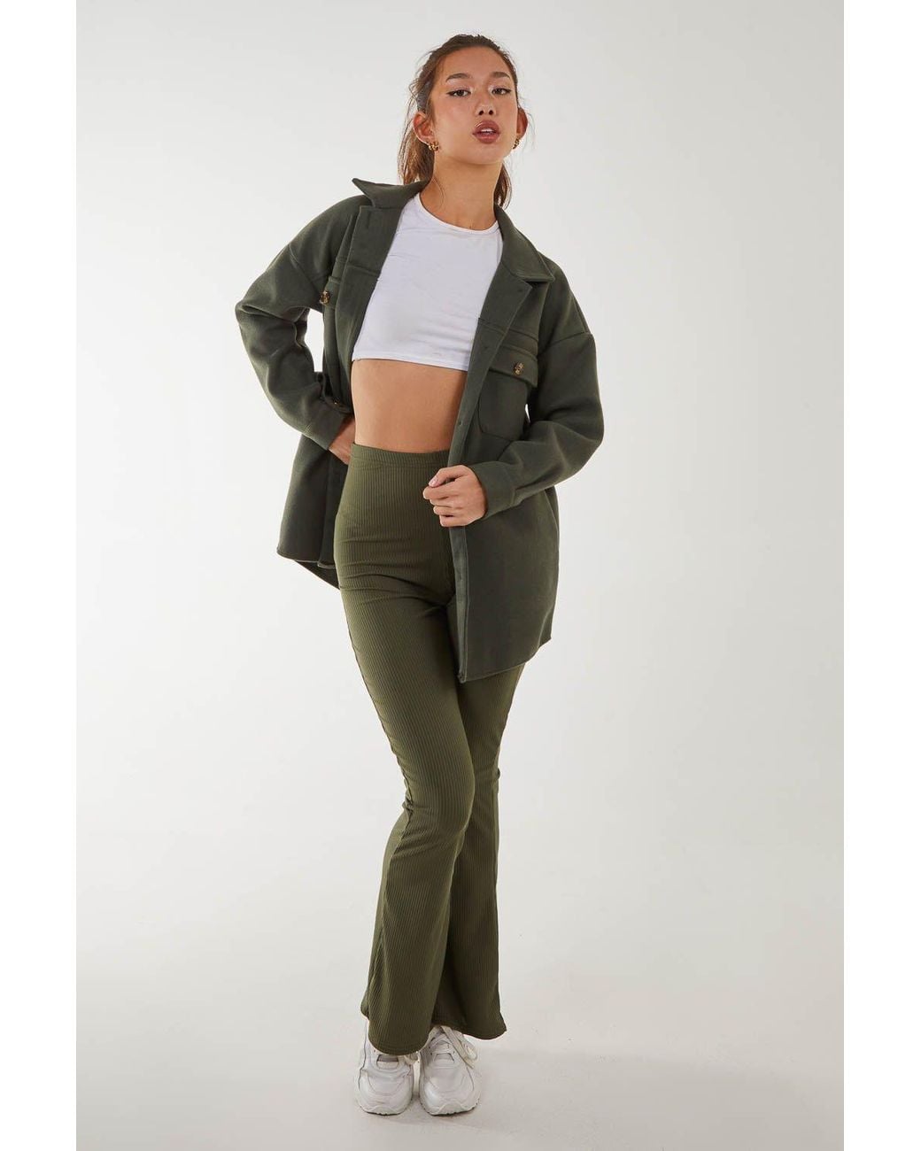 Pink Vanilla Green Ribbed Leggings