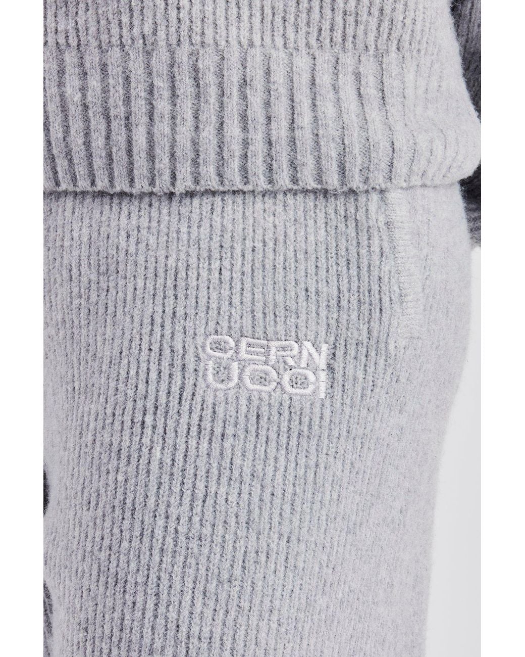 CERNUCCI Gray Knit Wide Leg Embroidered Jogger