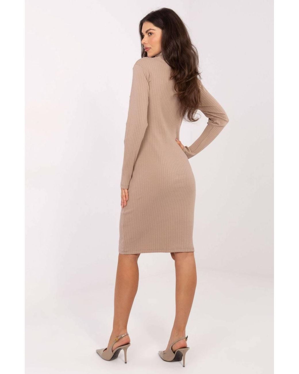 Love Lace Natural Everyday Ribbed Turtleneck Pencil Dress Style 221813