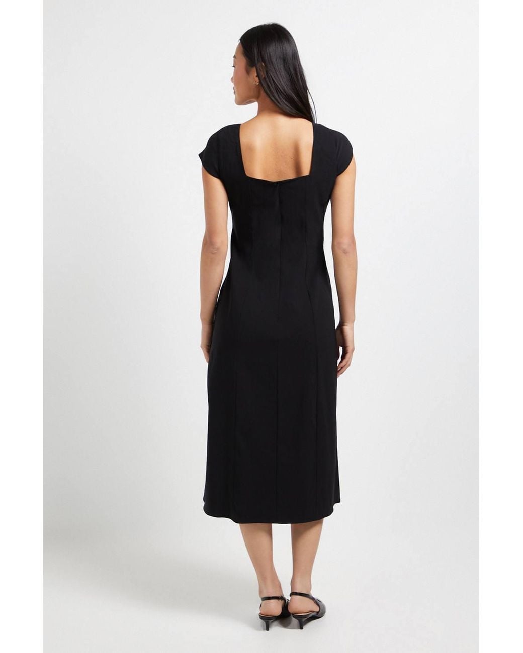 Dorothy Perkins Black Petite Bengaline Button Down Midi Dress