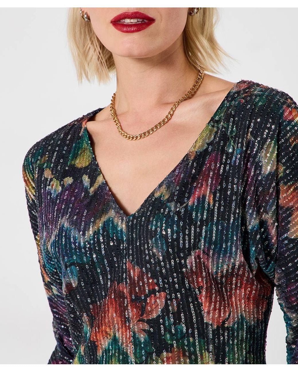 Joe Browns Multicolor V Neck Sequin Mini Dress