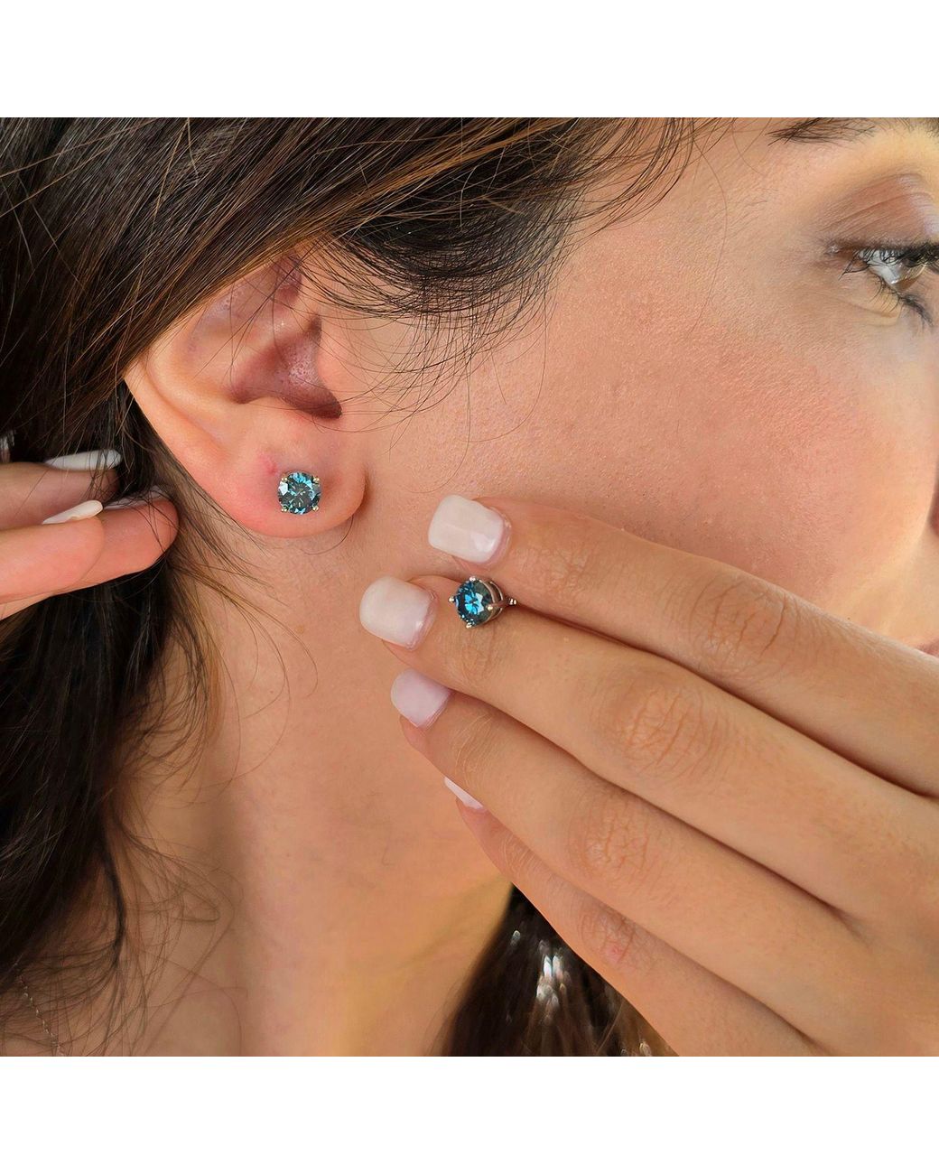 Harfi Blue Sapphire Moissanite Crystal Sterling Earrings