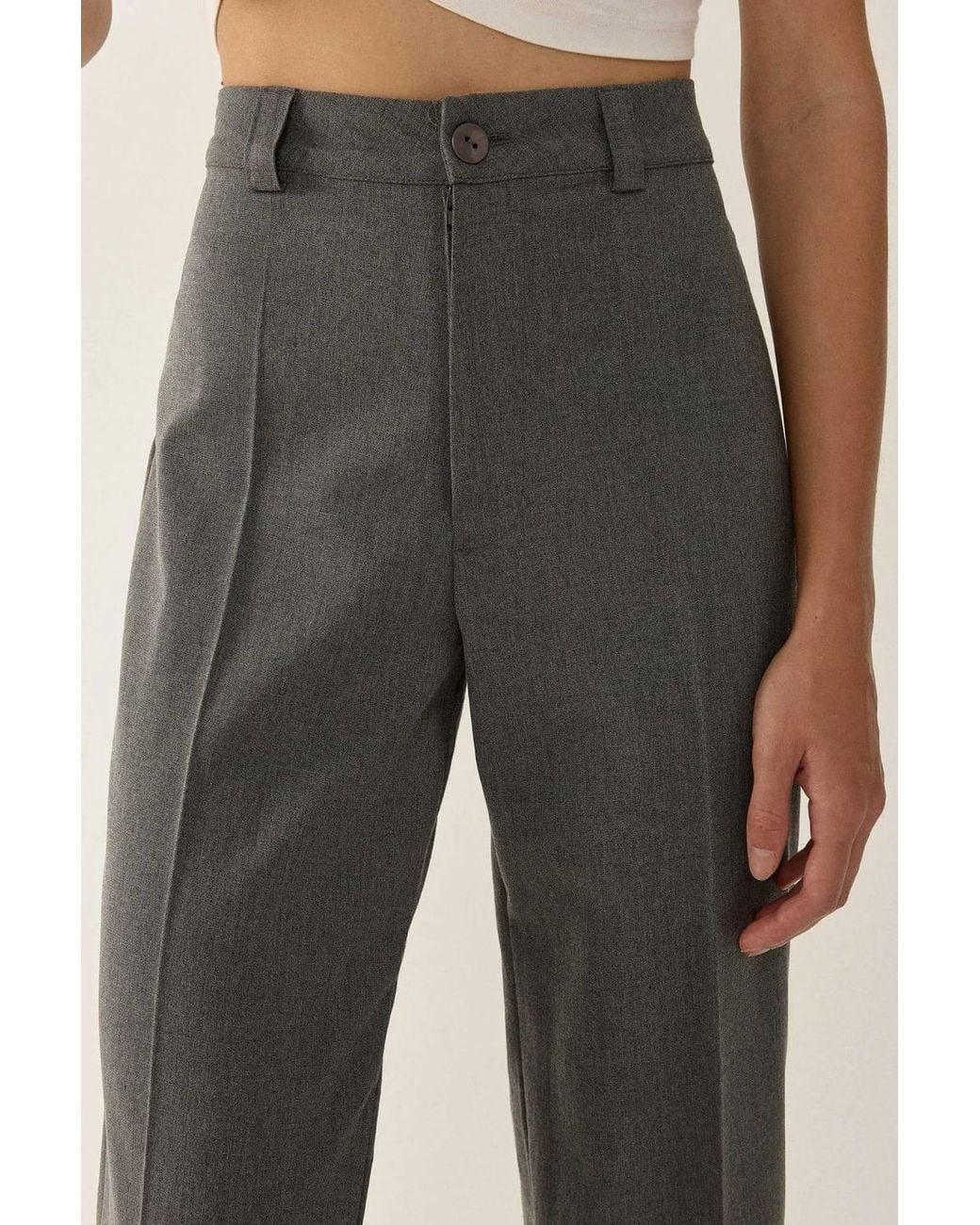 Hiccup Gray High Waist Straight Leg Pants