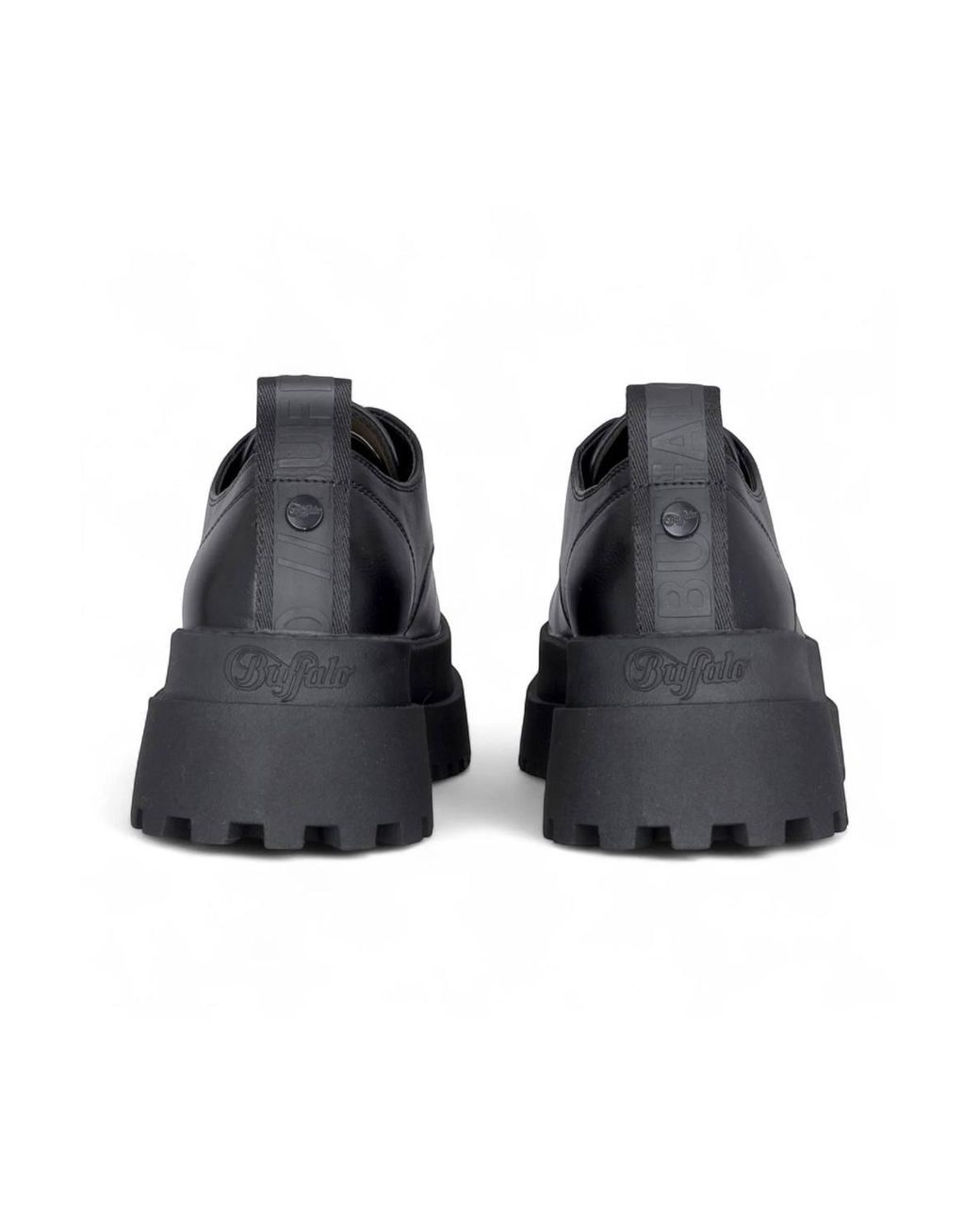 Infinity Leather Black Buffalo Lace-Up Chunky Platform Derby Shoes