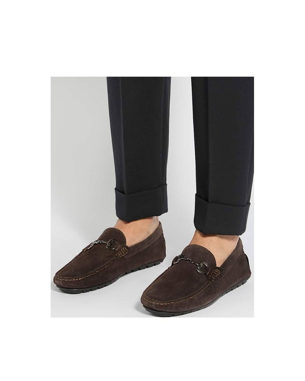 Dune Brown Wide Fit 'Brackon' Suede Slip-On Shoes for men