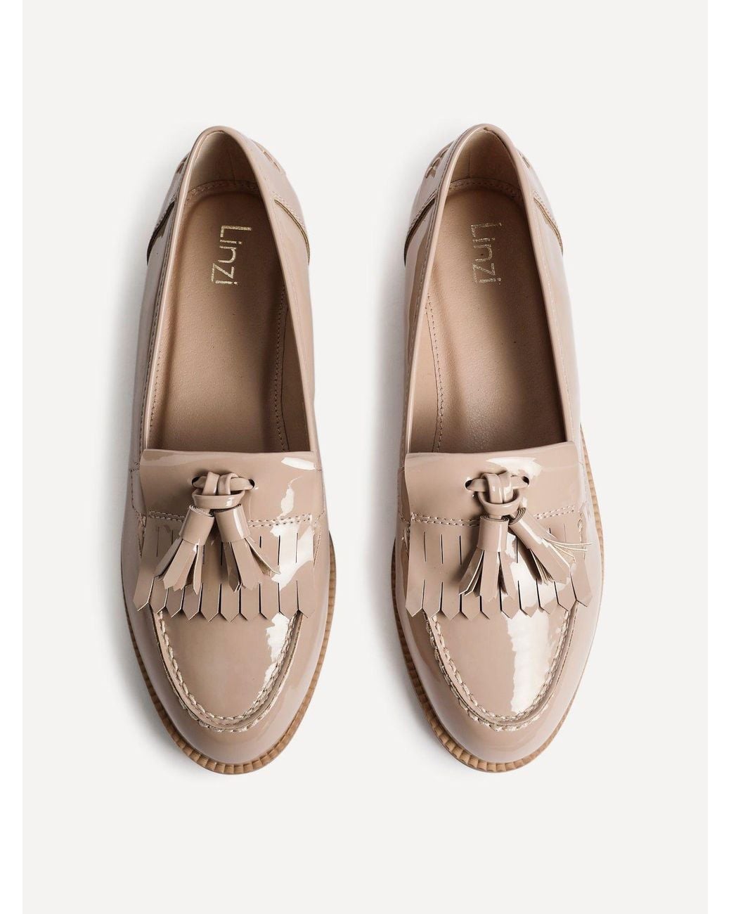 Linzi Natural Rosemary Mocha Faux Leather Classic Slip On Loafer