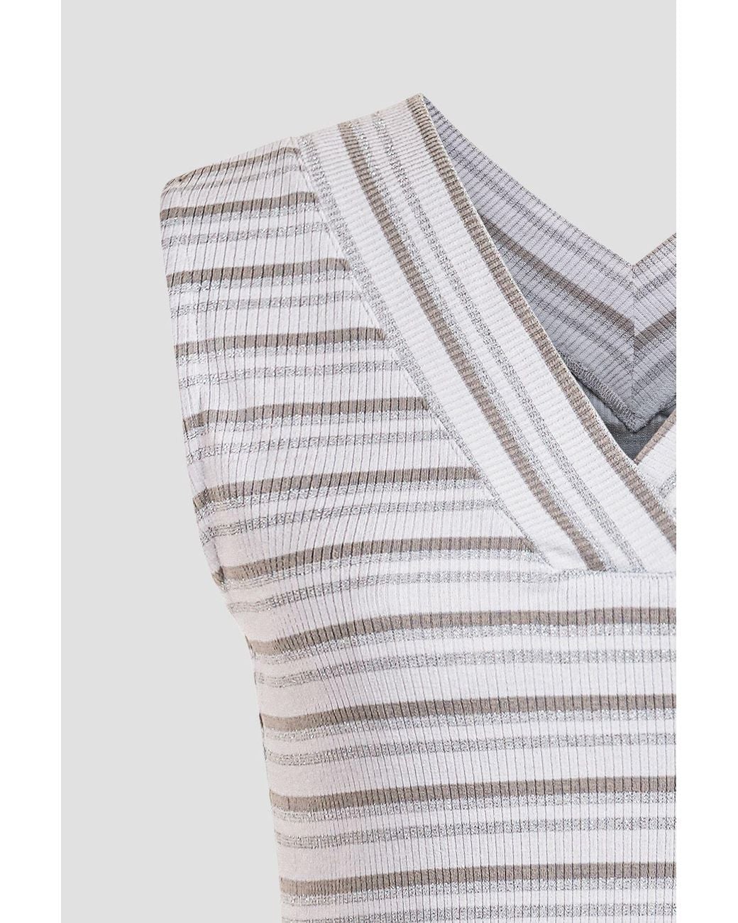 Enorsia White Metallic V-Neck V Back Tops