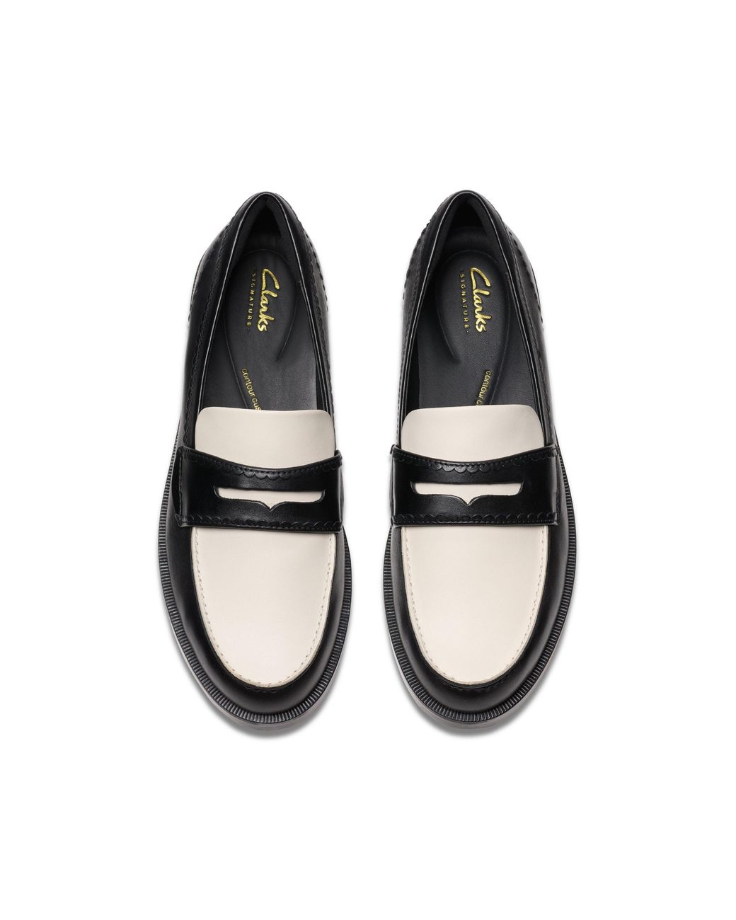 Clarks Black Straven Edge Combination Leather Slip Ons, Loafers