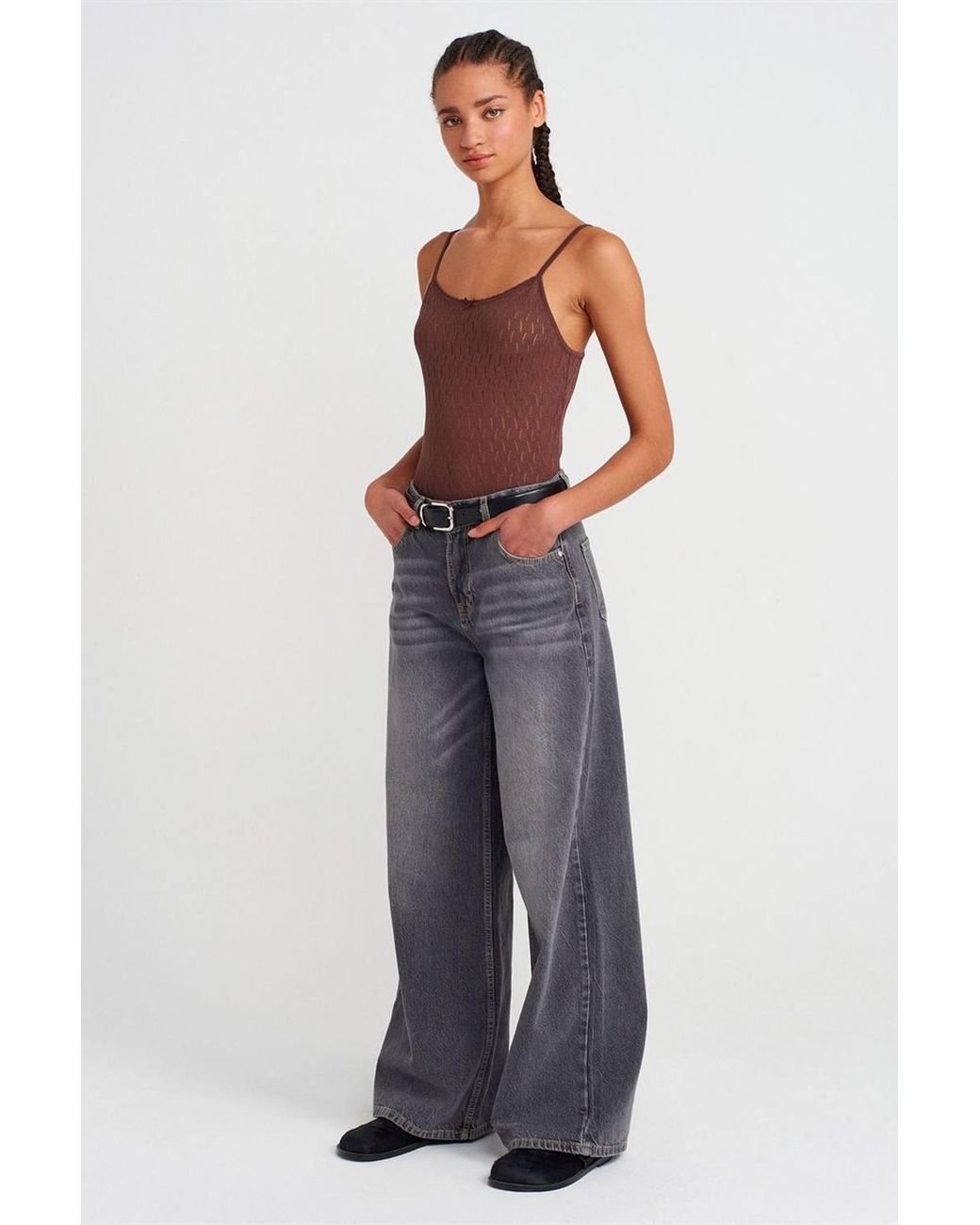 Dilvin Textured Crop Cami Blouse With Bow Detail