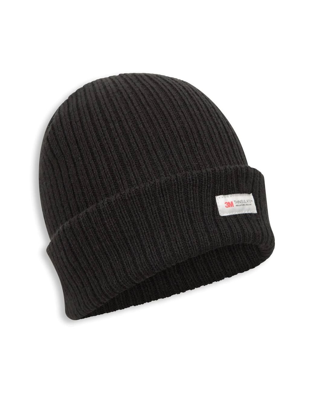 Mountain Warehouse Black Thinsulate Fleece Lined Ribbed Anti-Pill Warm Winter Knitted Beanie for men