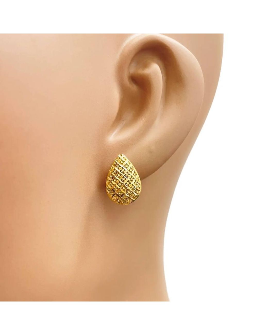 Raina Jewels Metallic 22Ct Diamond-Cut Mesh Textured Pear Drop Necklace & Earring Set
