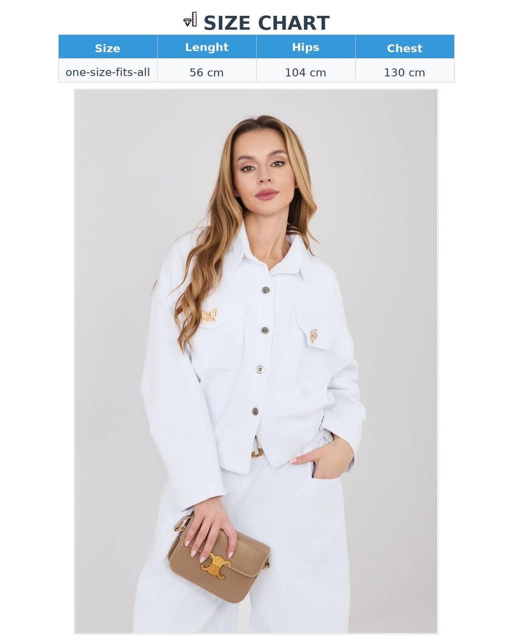 Love Lace White Modern Corduroy Bomber Jacket Style 225427