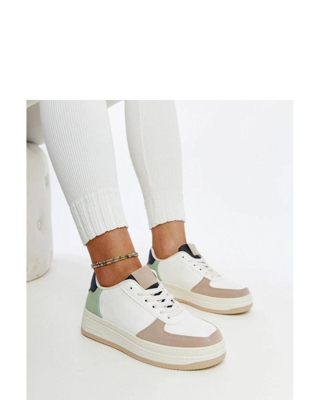 Love Lace White Multicolored Platform Lace Up Sneakers With Upper