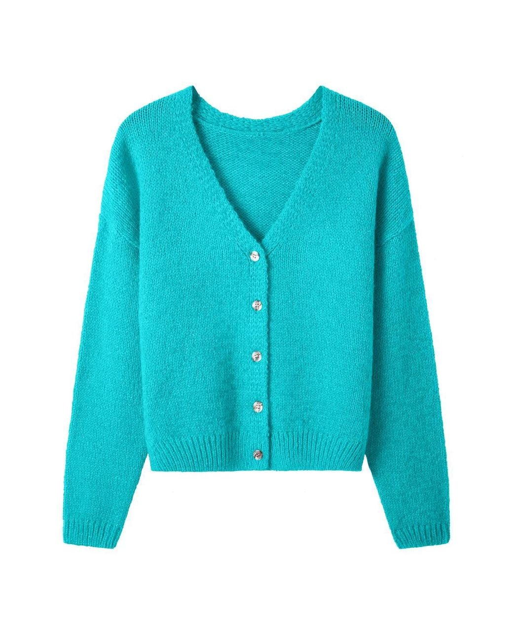 Joe Browns Blue Button Front Long Sleeve V-Neck Cardigan