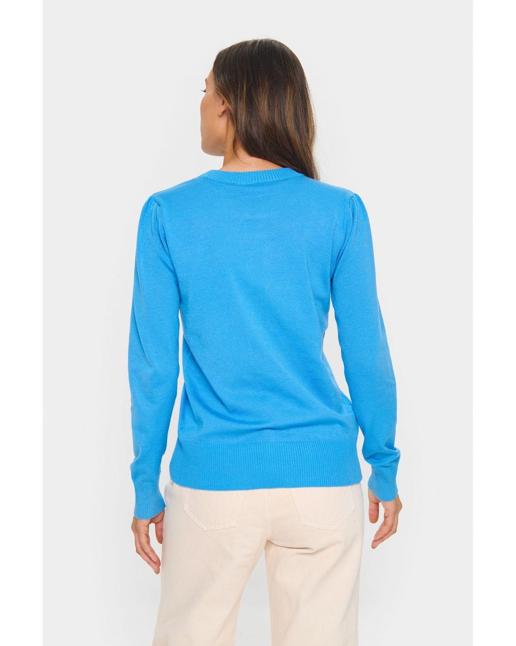 Saint Tropez Blue Milasz Crew Neck Knit Jumper