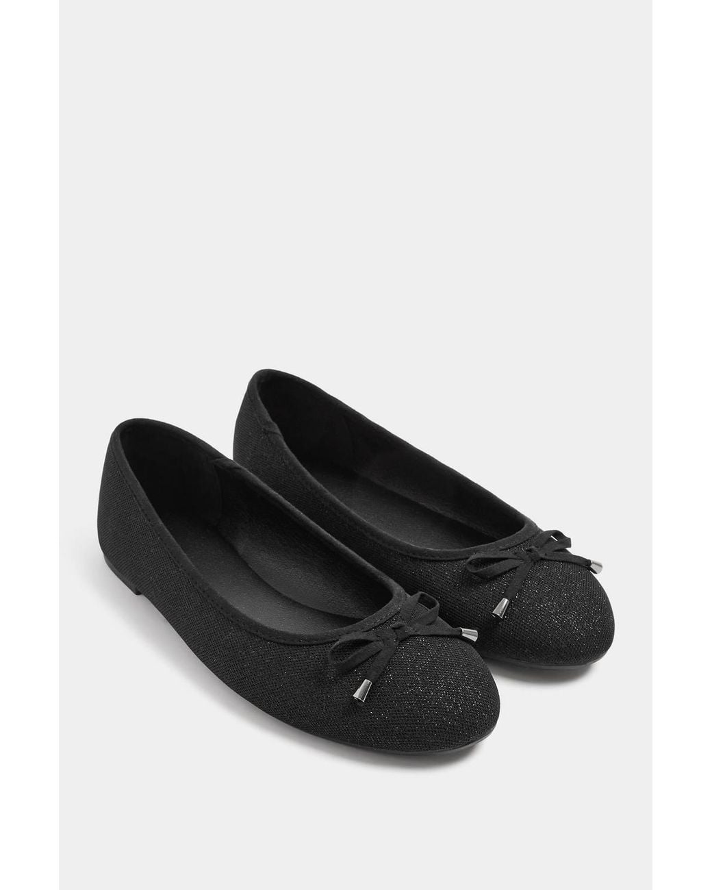 Yours Blue Glitter Ballet Pumps