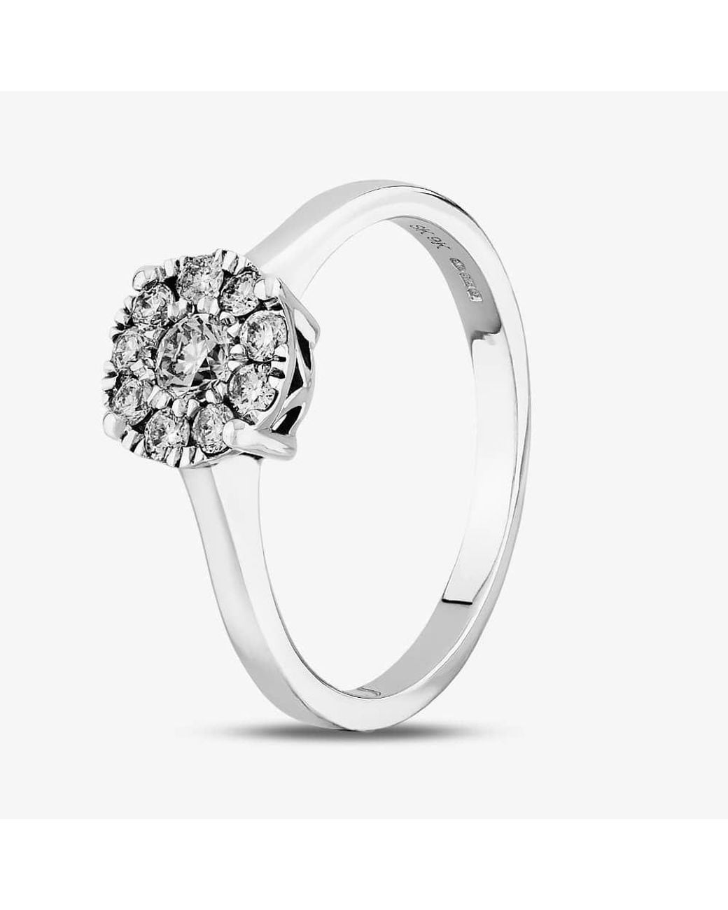 T.H.Baker Metallic 9Ct 0.50Ct Diamond Cluster Ring