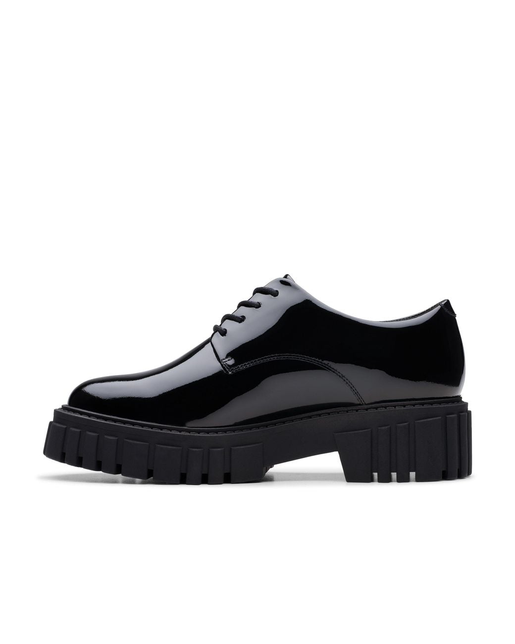 Clarks Black Page Walk Patent Derby Shoes