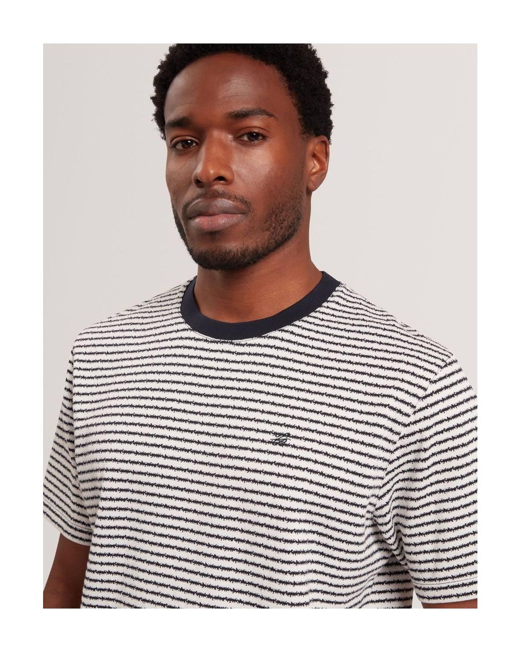 Ted Baker Gray Vexrin Oversized Striped T-Shirt for men