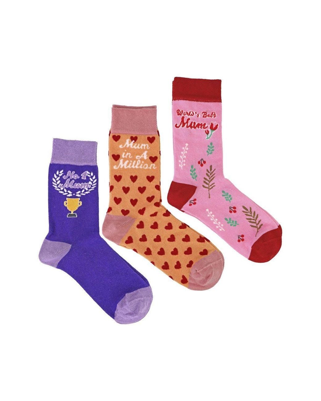 Sock Snob White 3 Pack Mum Novelty Socks Fun Patterned Socks