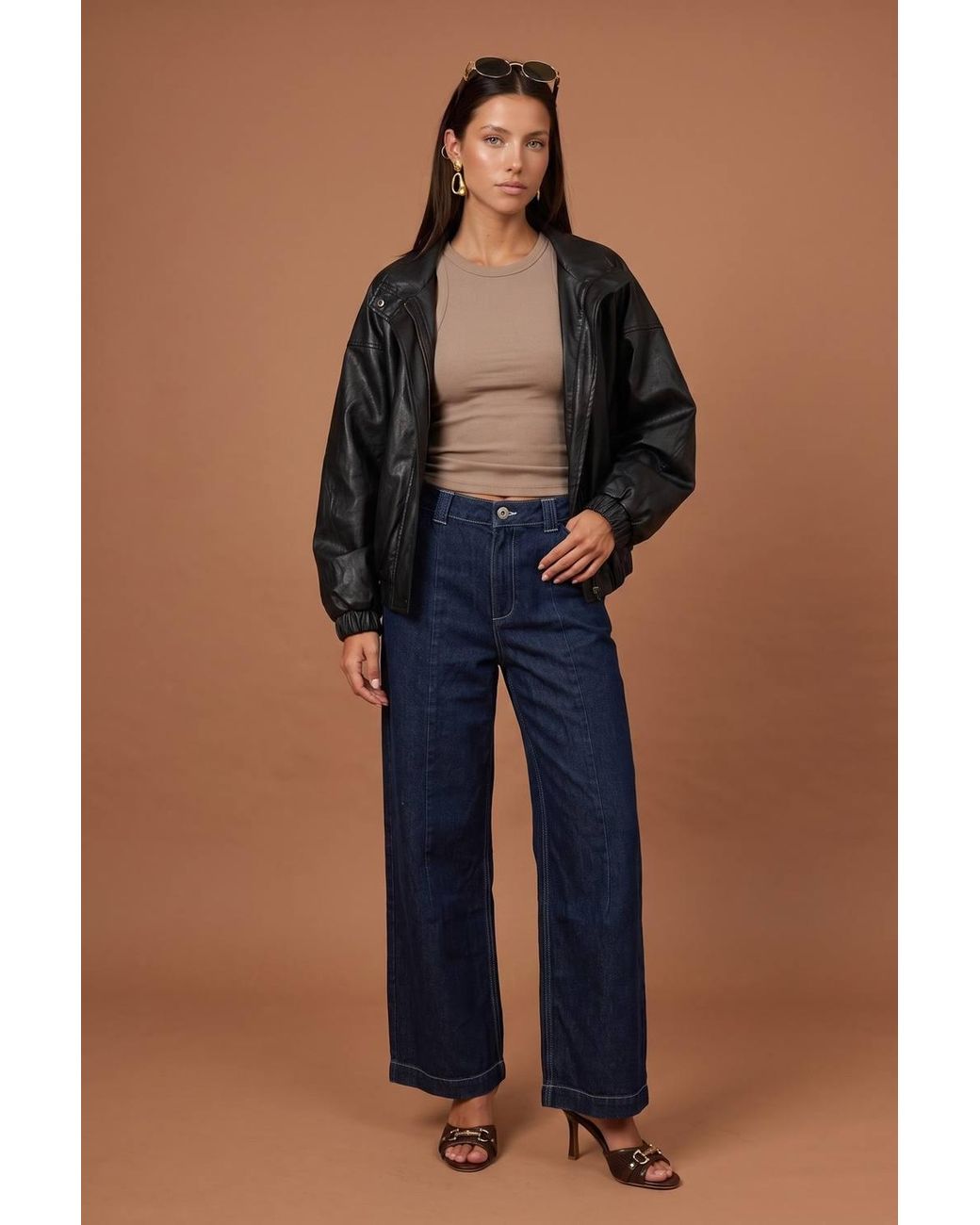 Urban Bliss Blue Pu Oversized Jacket