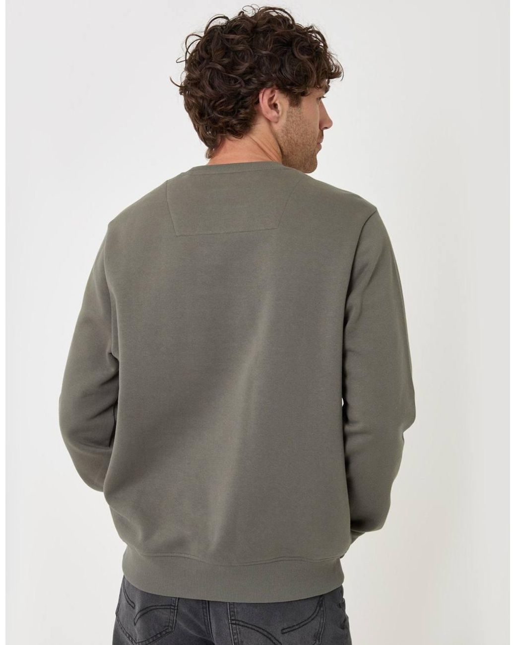 Threadbare Gray Cotton Rich Crew Neck Sweatshirt for men