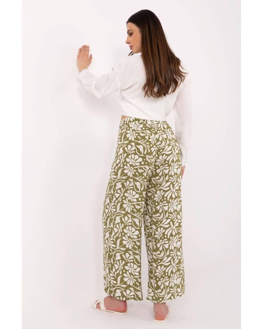 Love Lace Natural Light Viscose High Waist Wide Leg Trousers