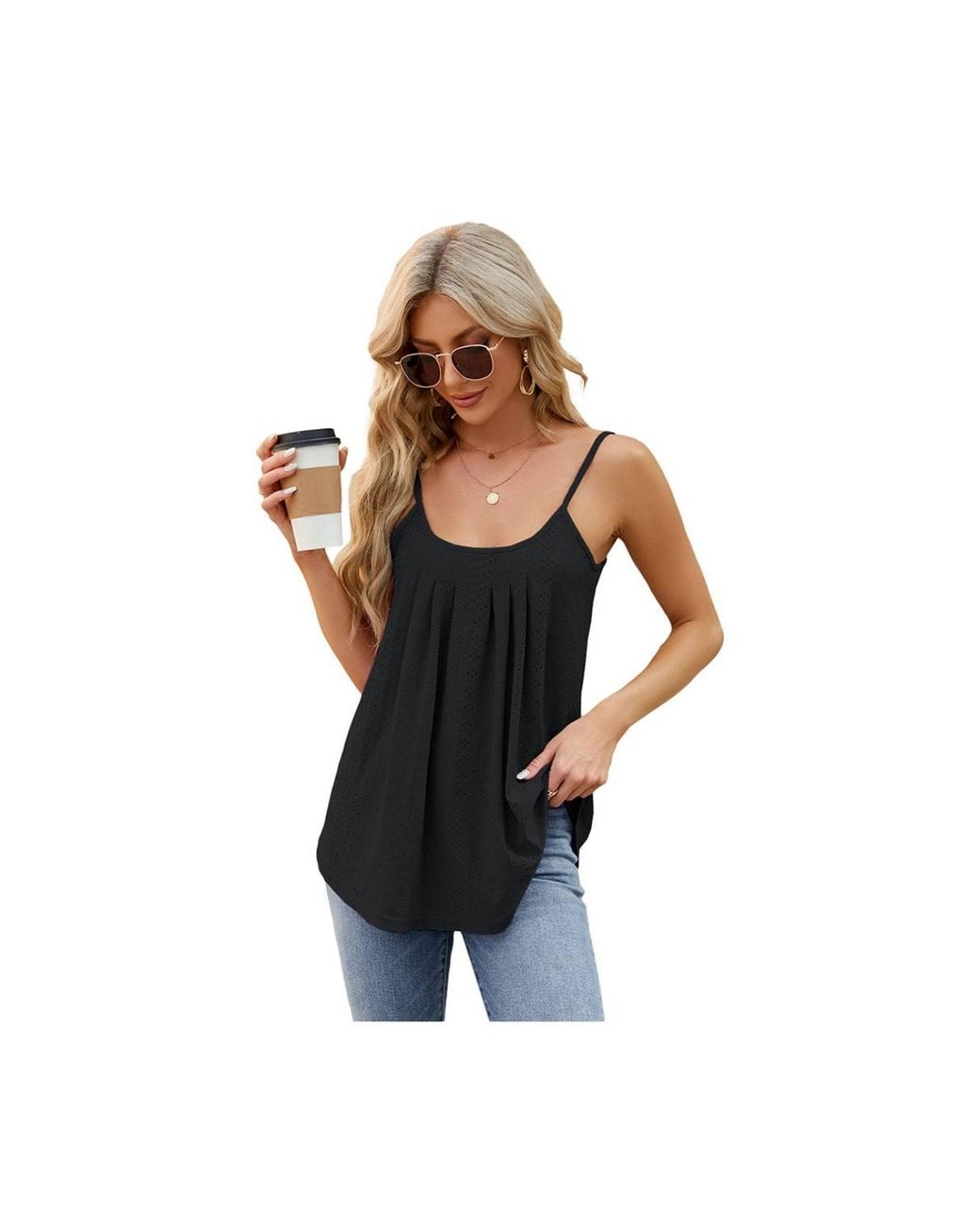 KDMD Red Spaghetti Strap Loose Fit Cami Vest Top