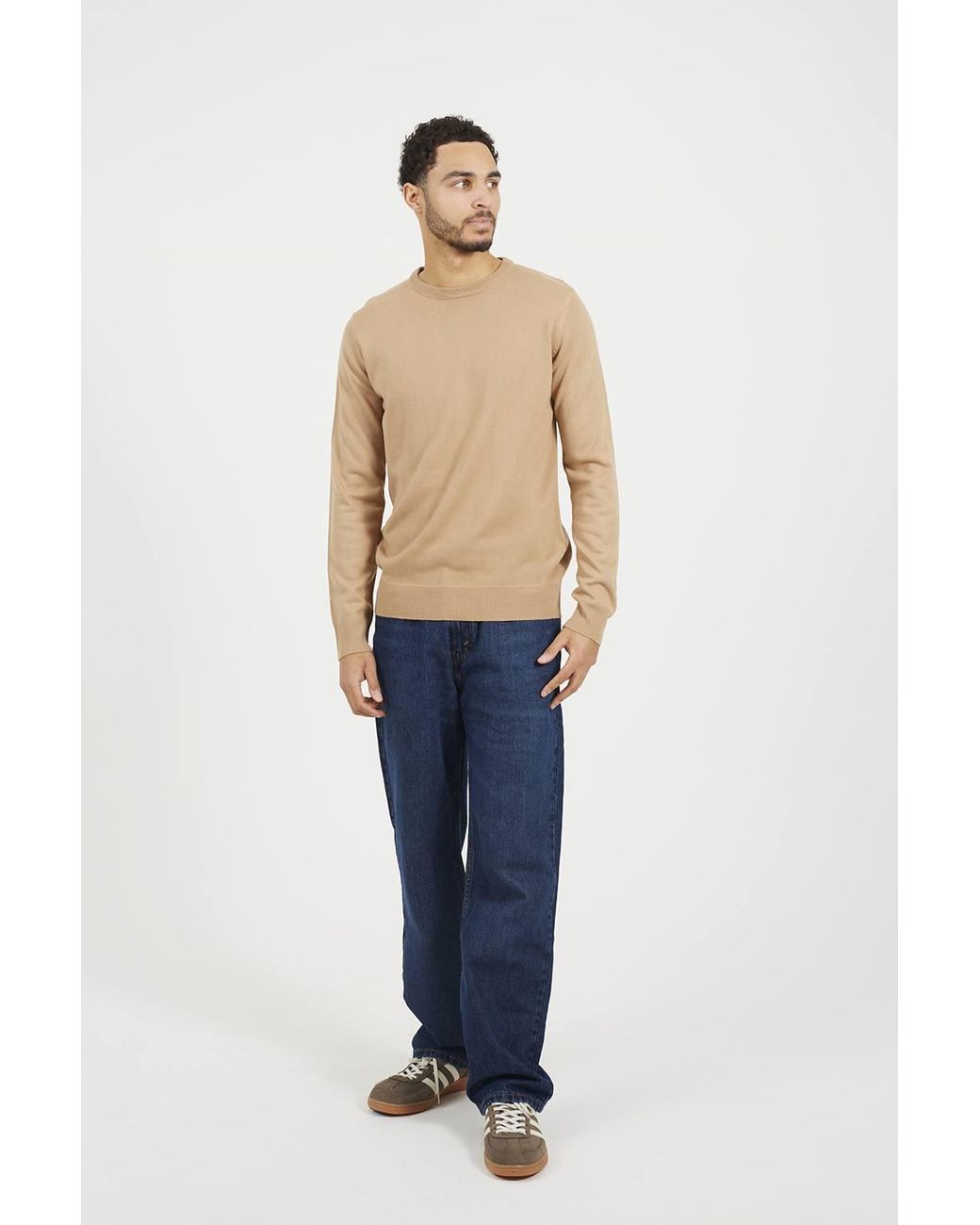 Brave Soul Natural Crew Neck Knitted Jumper for men