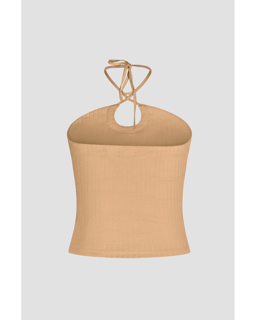 Enorsia Blue Halter Neck Ribbed Cami Vest Top