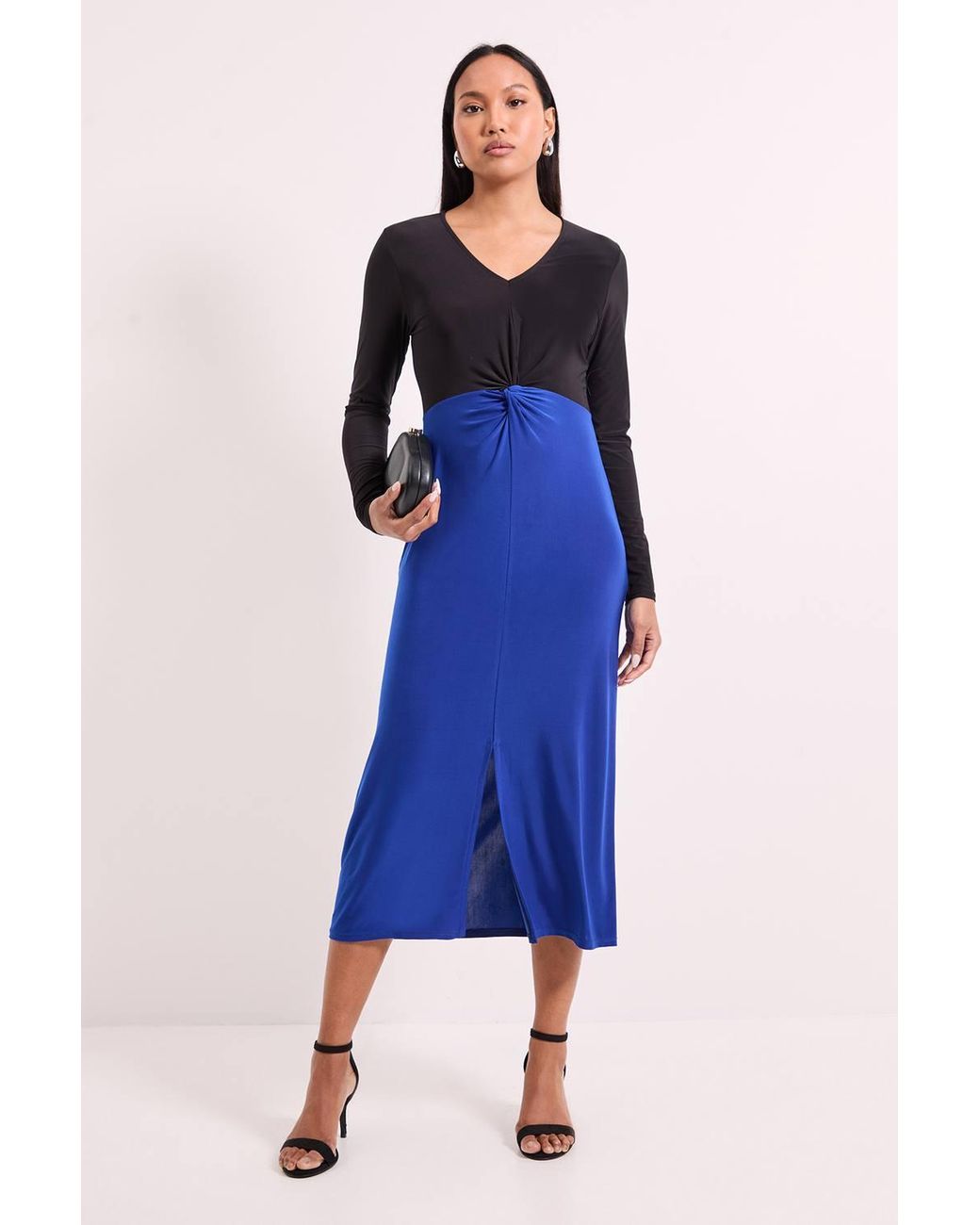 PRINCIPLES Blue Twist Knot Detail Jersey Midi Dress