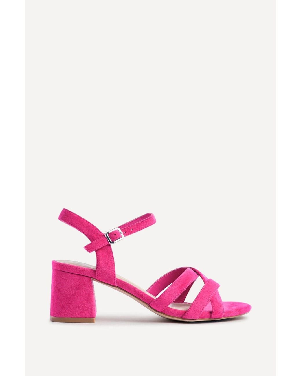 Linzi Pink Flair Fuchsia Faux Suede Crossover Heeled Sandals