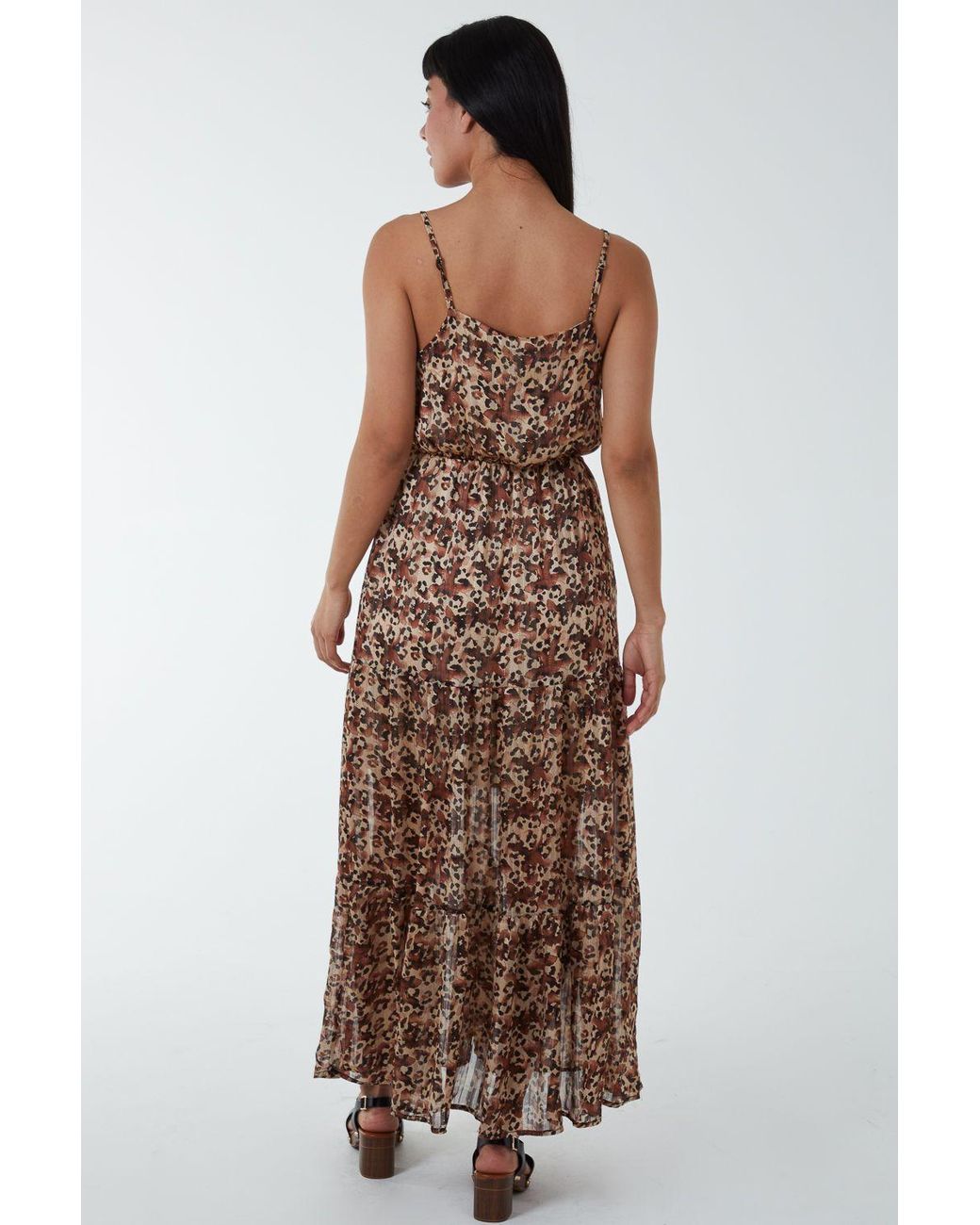 Blue Vanilla Brown Soft Animal Print Wrap Dress