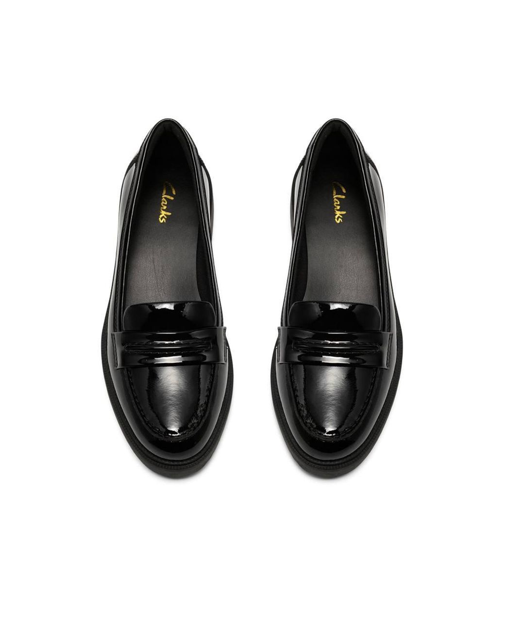 Clarks Black Barlow Edge Patent Loafers, Slip Ons