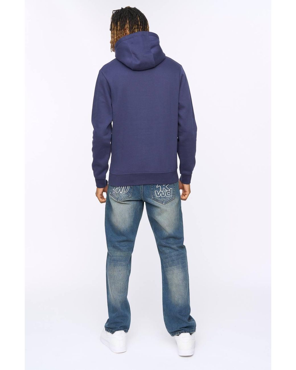 Kings Will Dream Blue Bilkie Cotton-Rich Regular Fit Overhead Hoodie for men