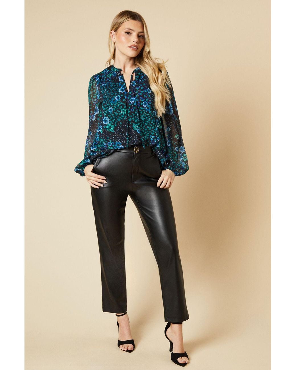 Dorothy Perkins Blue Patchwork Floral Chiffon Overhead Shirt