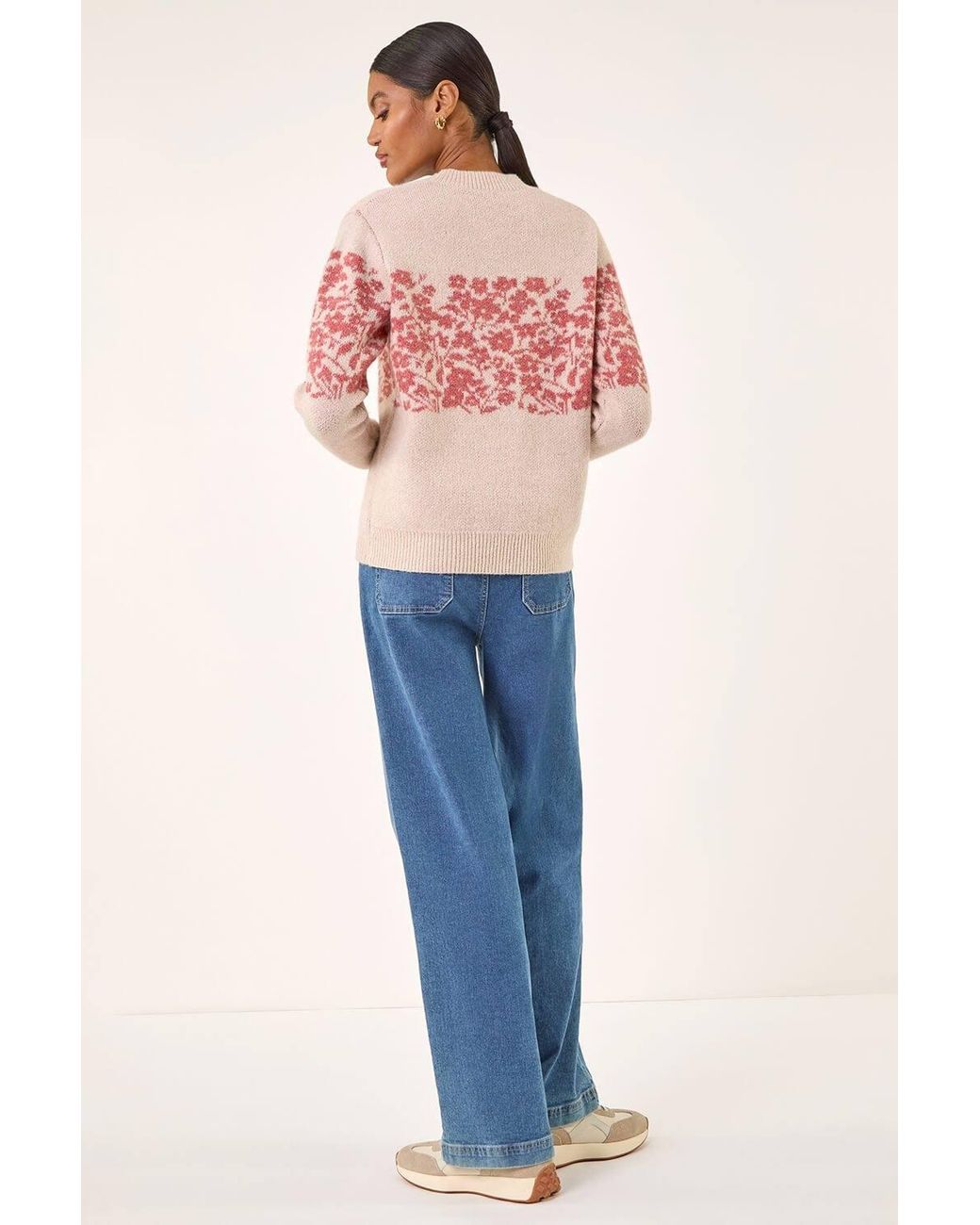 Roman Pink Soft Touch Floral Knit Jumper