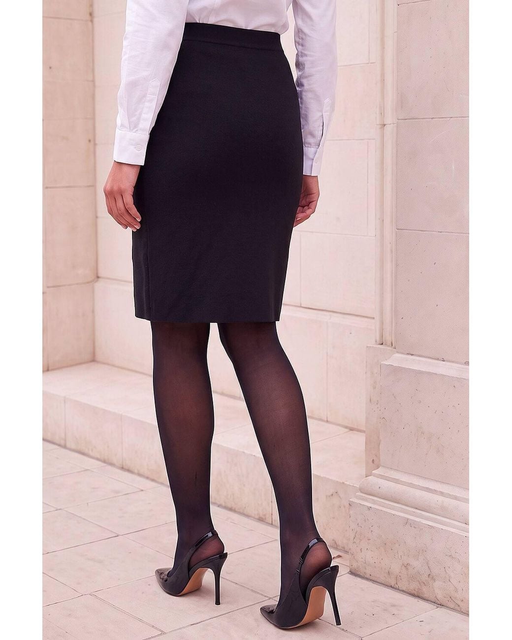 Roman Blue Button Front Wrap Skirt
