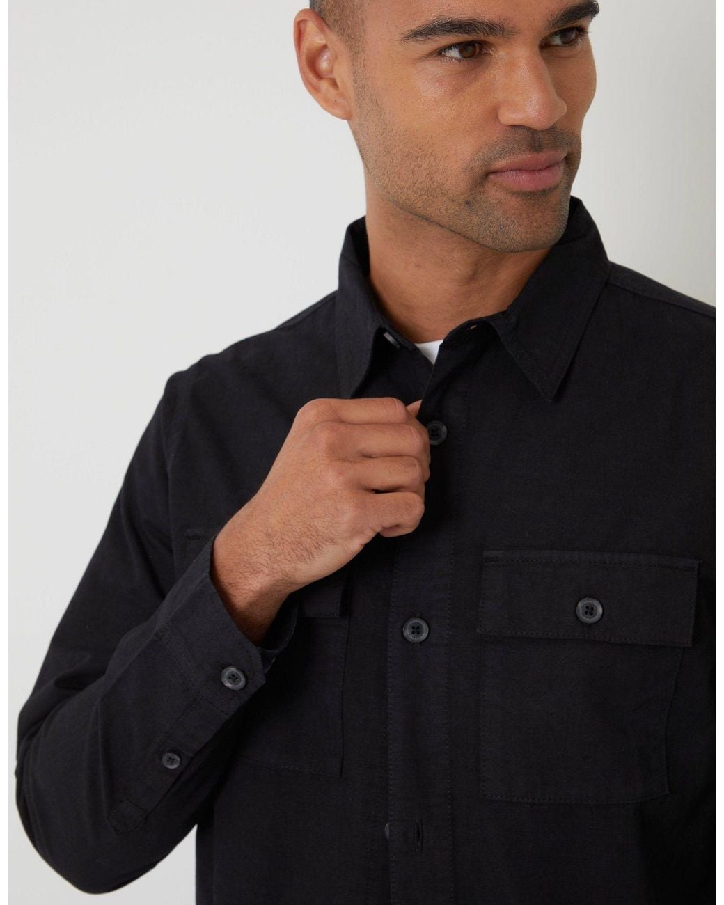 Threadbare Black Lightweight Shacket for men
